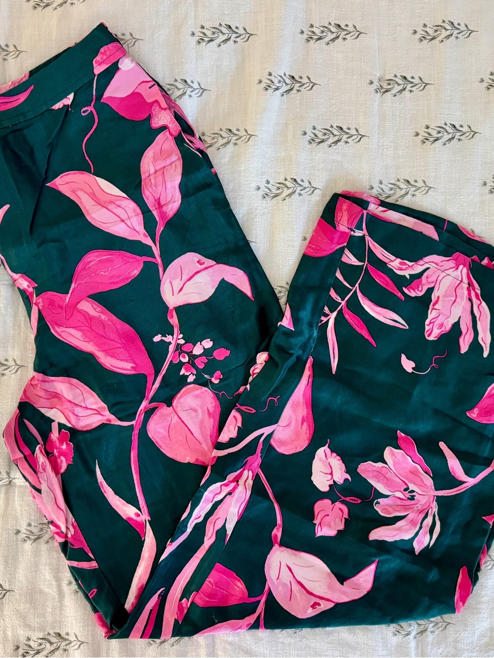 Anthropologie Breezy printed Wide-leg Satin Pants